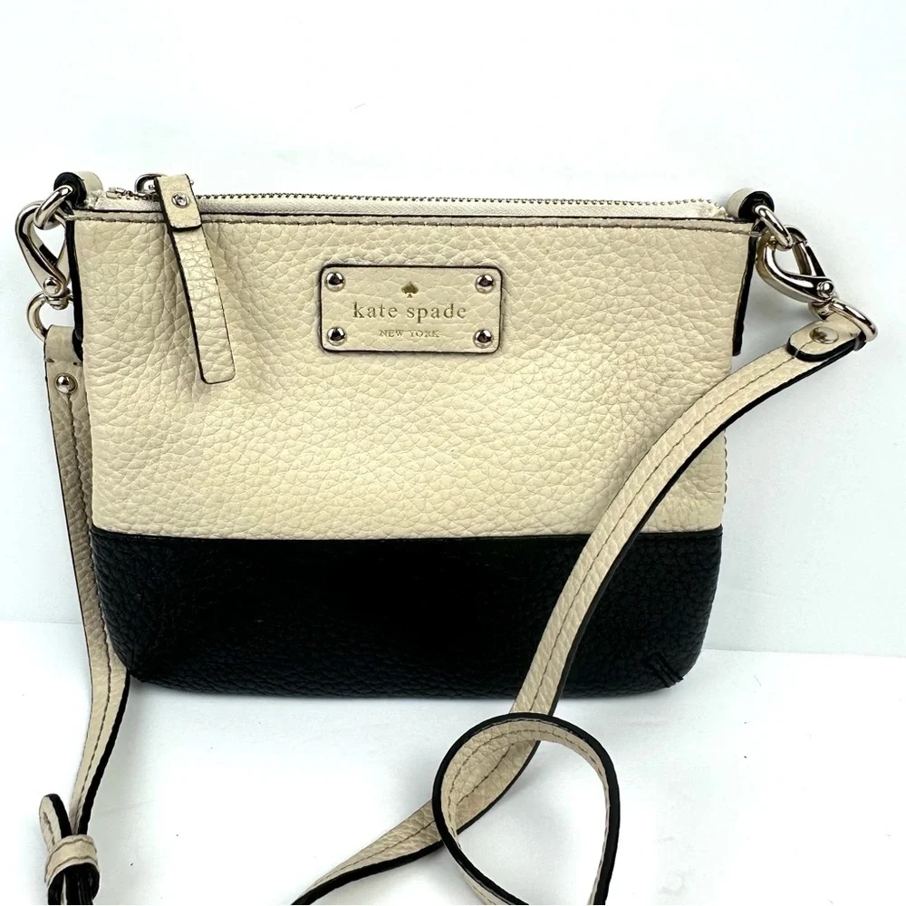 Kate Spade New York Grove Park Crossbody Bag Black Tan Leather‎ Handbag